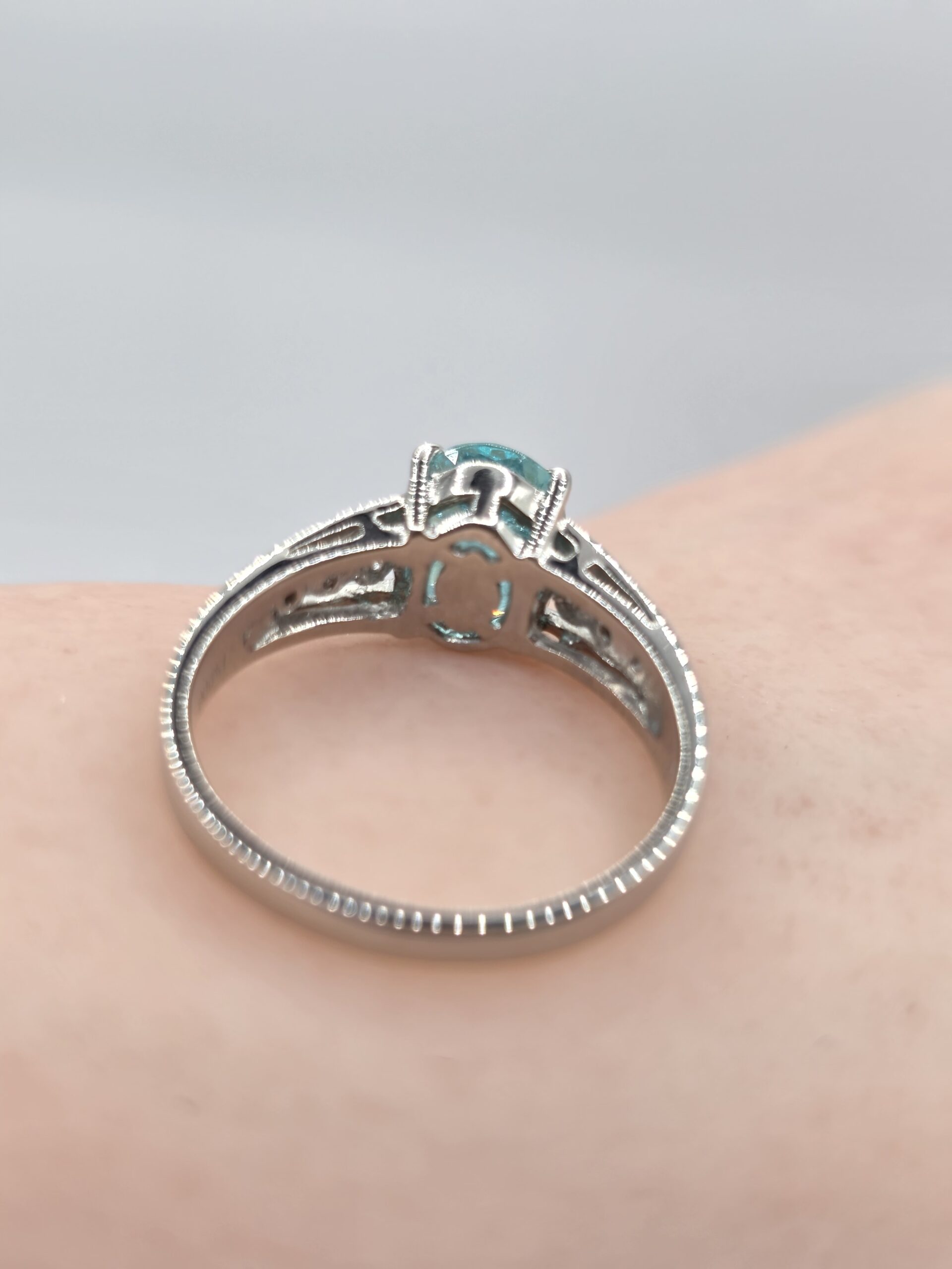 Paraiba & Diamond Ring in PT900 – Size 11.5