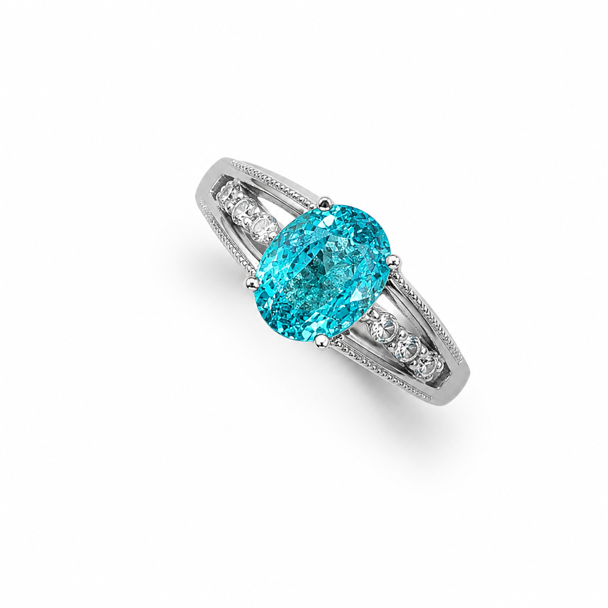 Paraiba & Diamond Ring in PT900 – Size 11.5