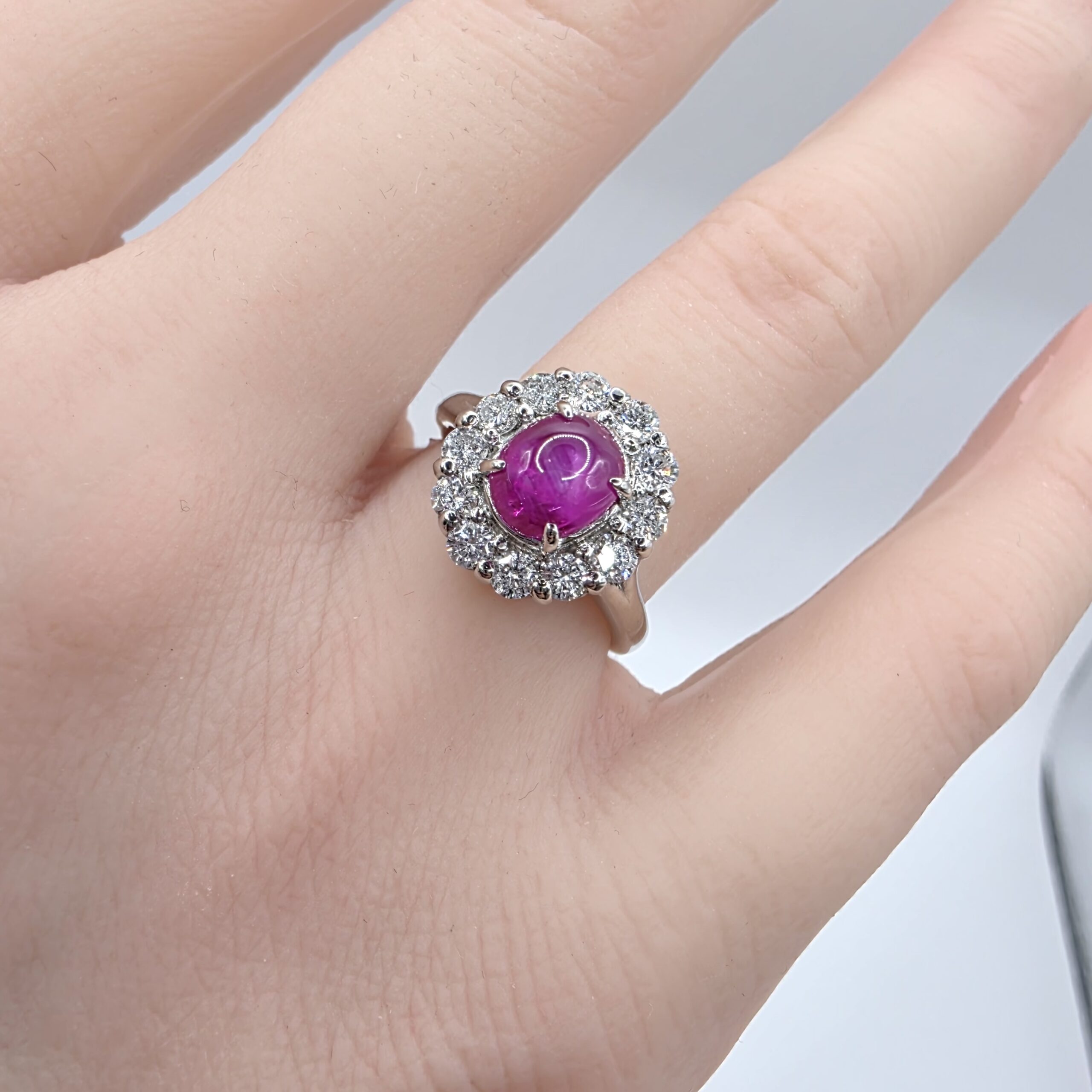 Burma No Heat Star Ruby & Diamond Ring in PT950 – Size 10