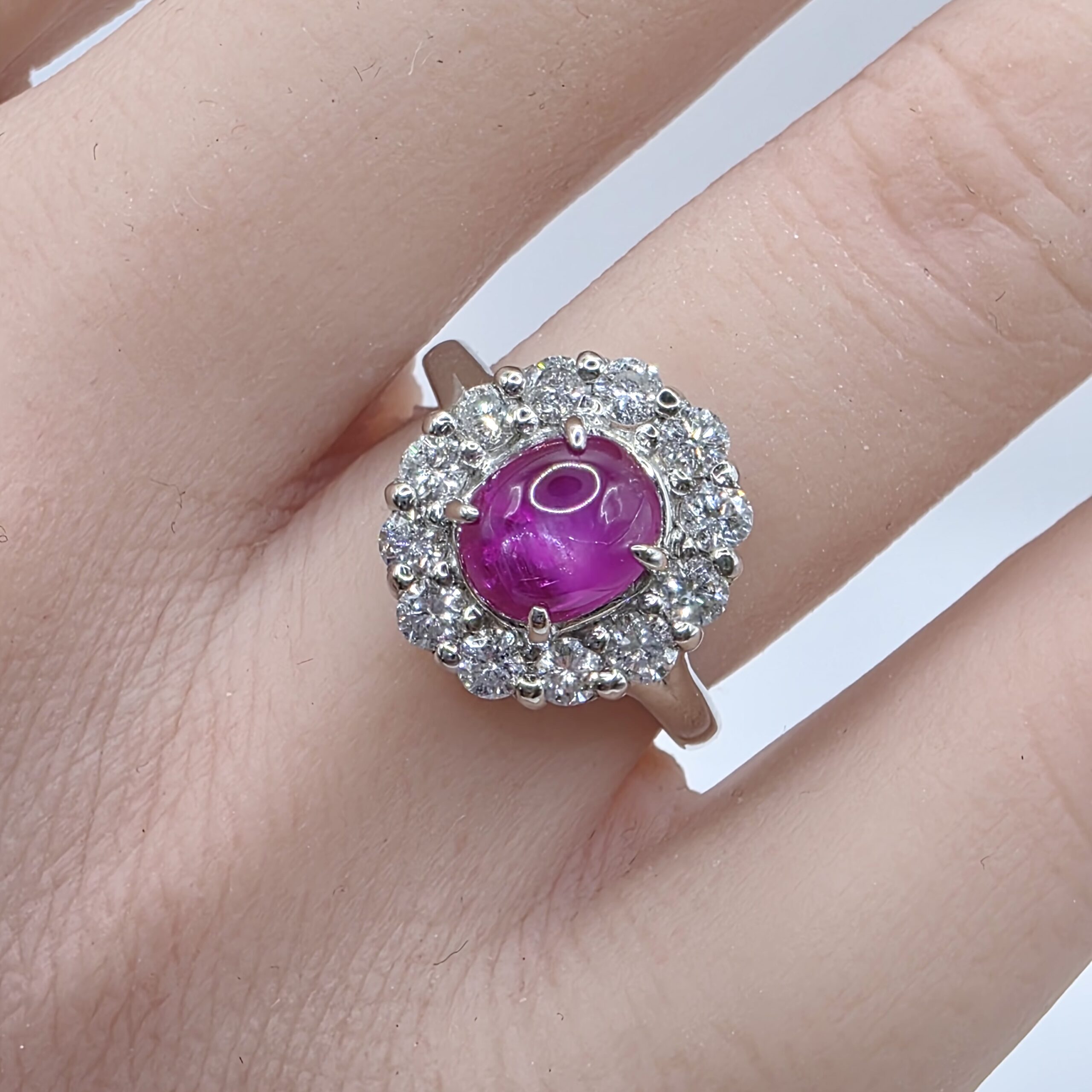 Burma No Heat Star Ruby & Diamond Ring in PT950 – Size 10
