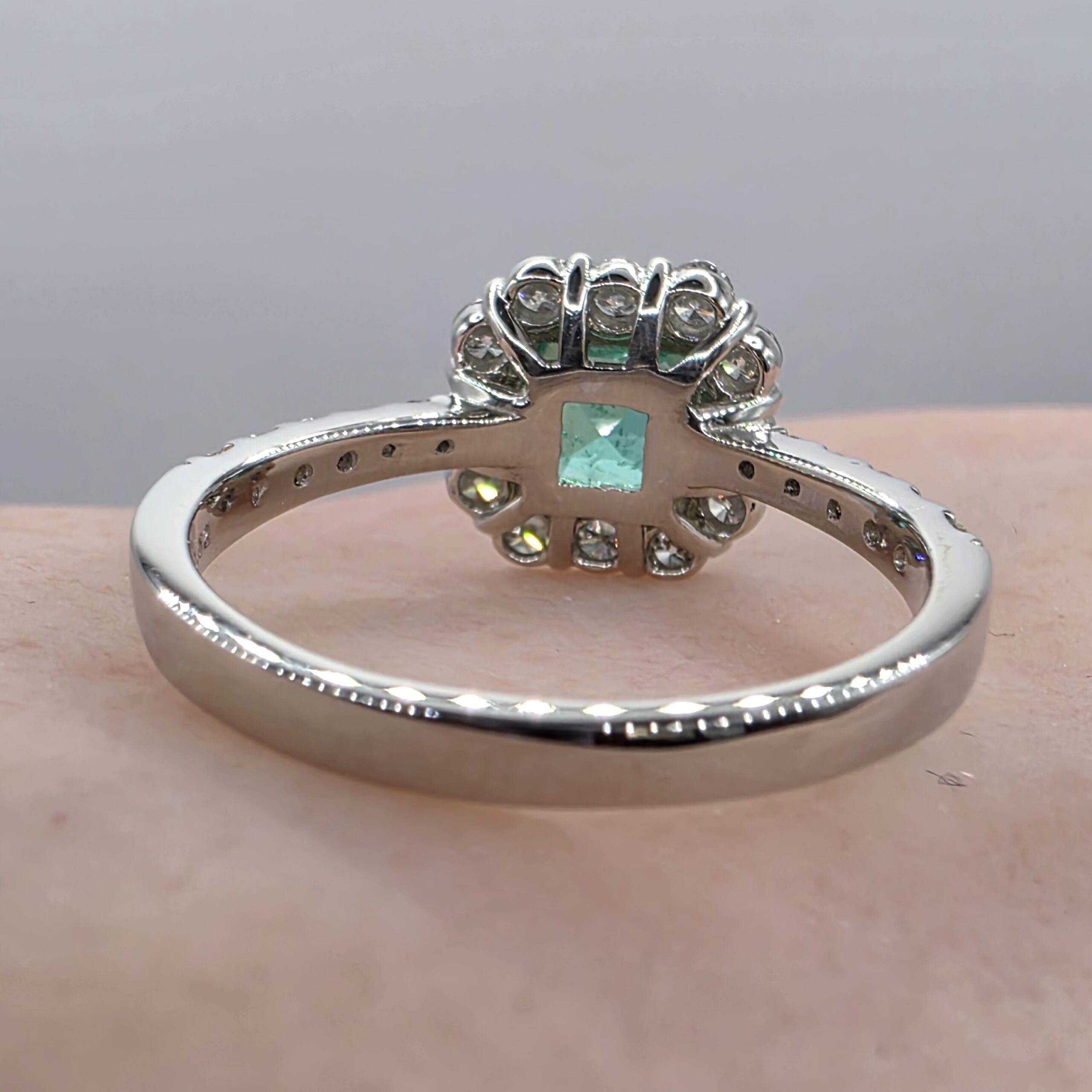 Emerald & Diamond Ring in PT900 – Size 12