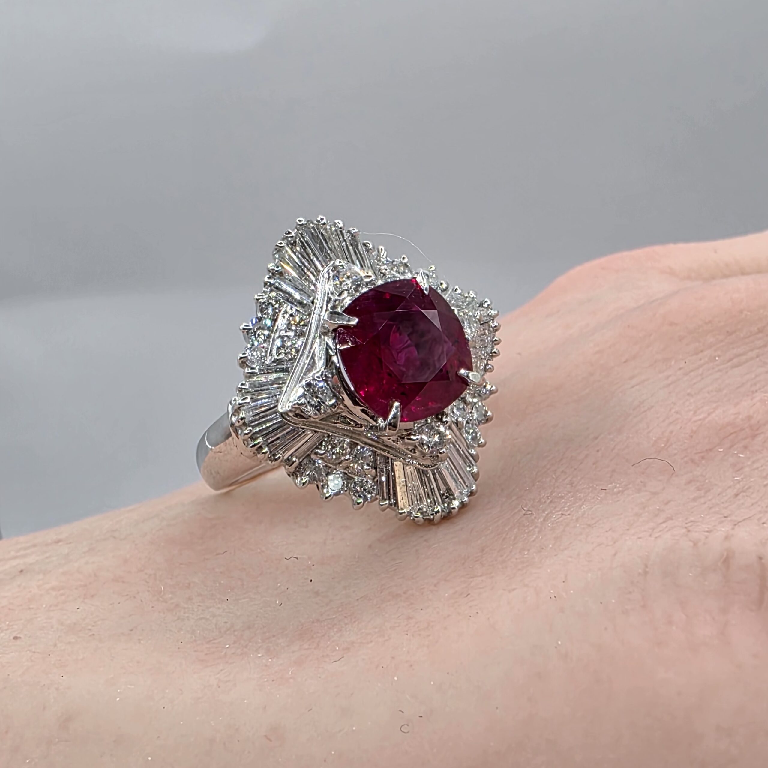 Ruby & Diamond Statement Ring in PT900 – Size 10