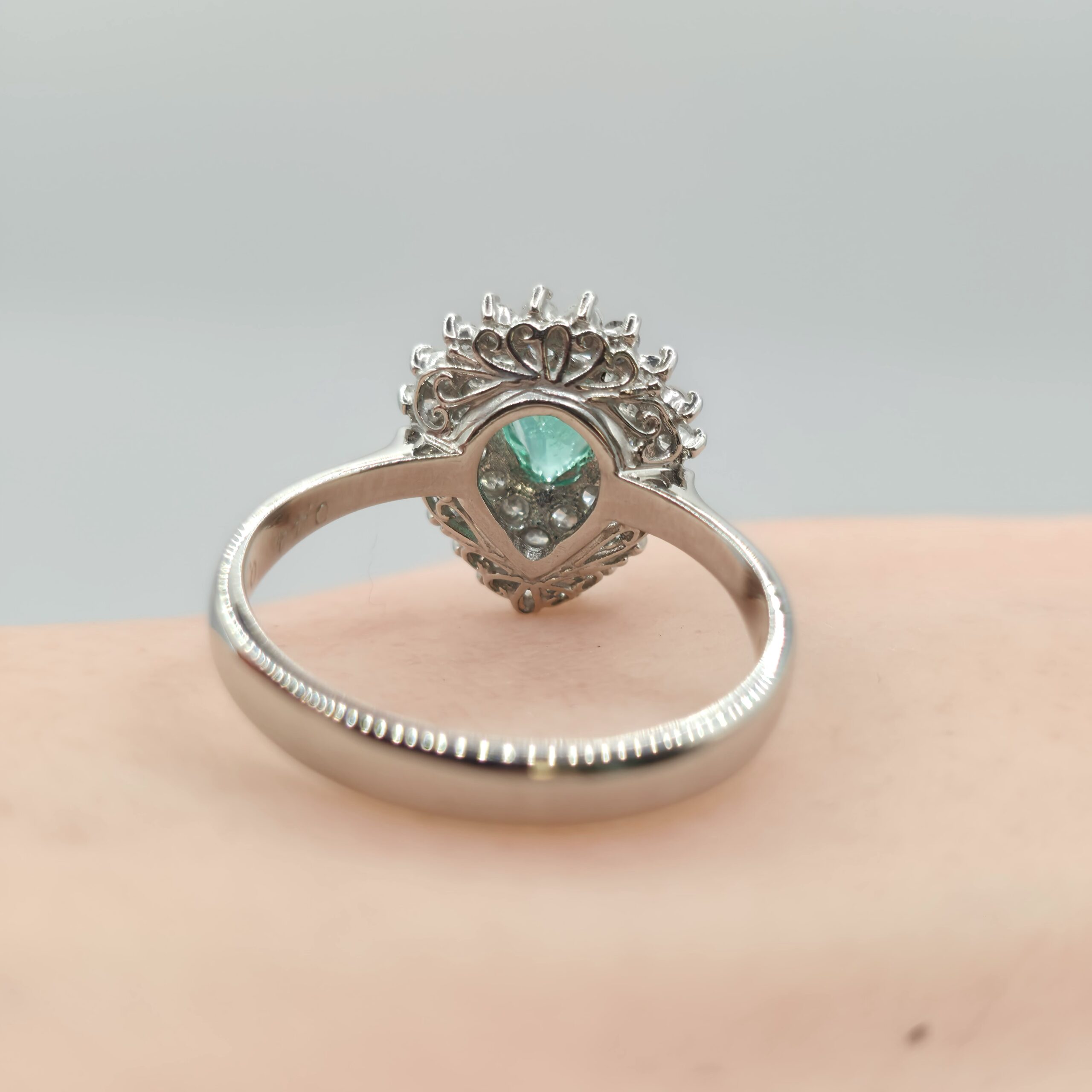 Emerald & Diamond Ring in PT900 – Size 13
